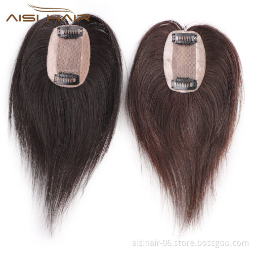 Aisi Hair Brazilian Human Hair 5x8 Toupee Breathable Silk Base Human Hair Toupee  Natural Black Cheap Women Toupee